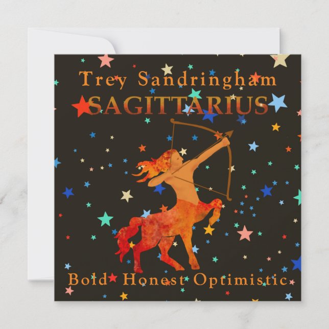 Personalized Sagittarius Zodiac Flat Card (Front)
