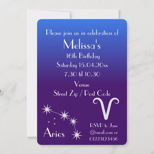 Personalized Sagittarius Zodiac Party Invitation (Front)