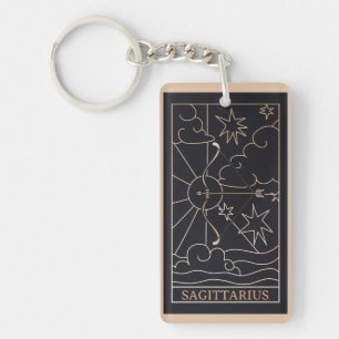 Personalized Sagittarius Zodiac Sign Abstract Art  Keychain