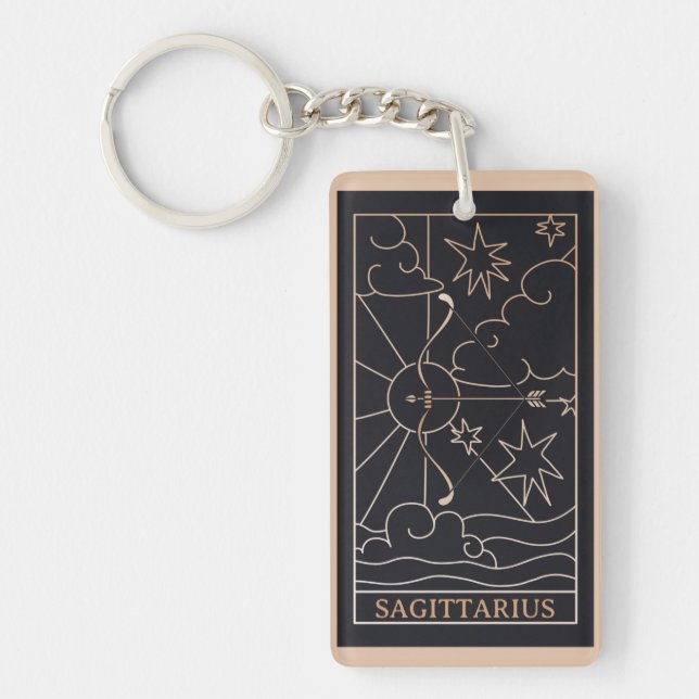 Personalized Sagittarius Zodiac Sign Abstract Art  Keychain (Front)