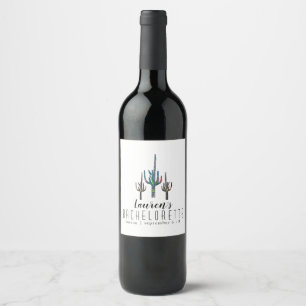 Personalized Saguaro Cactus Bachelorette Wine Label