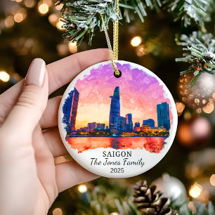 Personalized Saigon Ornament, Vietnam Gift Ceramic Ornament