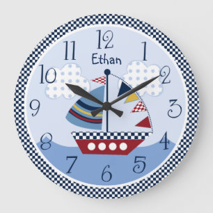 Personalized "Sail Away/Nautical/Boats Baby Clock