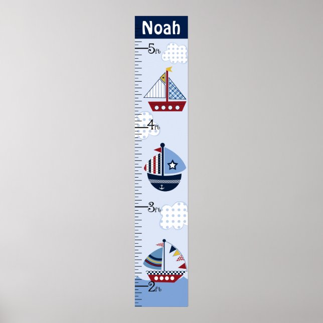 Personalized Sail Boat/Nautical/Boats Growth Chart (Front)