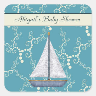 Personalized Sailboat Baby Shower Stickers