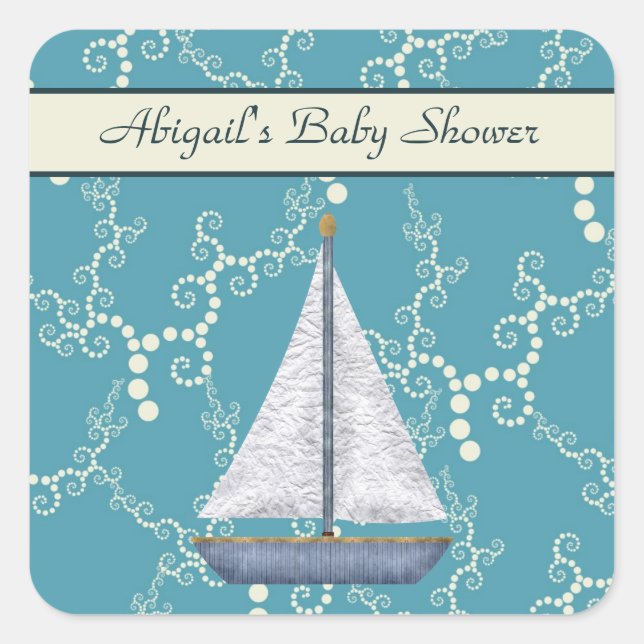 Personalized Sailboat Baby Shower Stickers (Front)