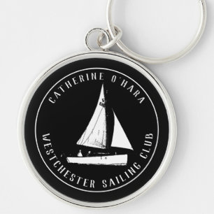 Personalized sailing club black vintage Keychain