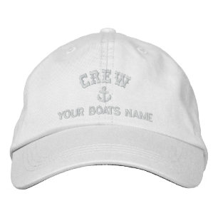 Personalized sailing crew White text Embroidered Hat