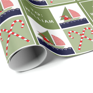 Personalized Sailing Sailboat Holiday Gift Wrapping Paper