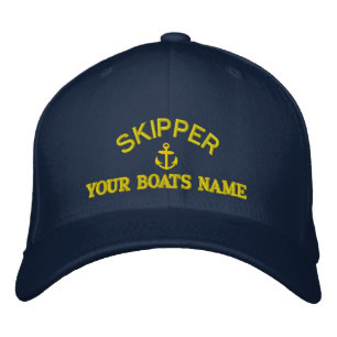 Personalized sailing skipper captains embroidered hat