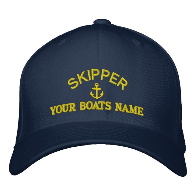 Personalized sailing skipper captains embroidered hat (Front)