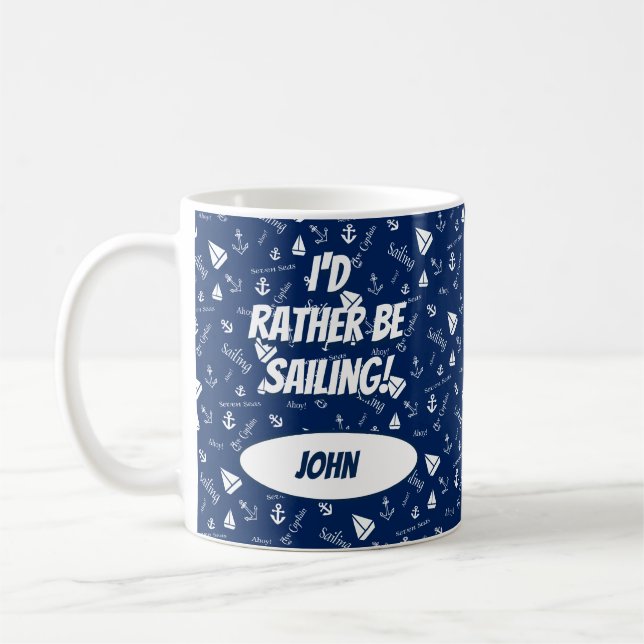 Personalized Sailing Themed Coffee Mug Cup (Left)