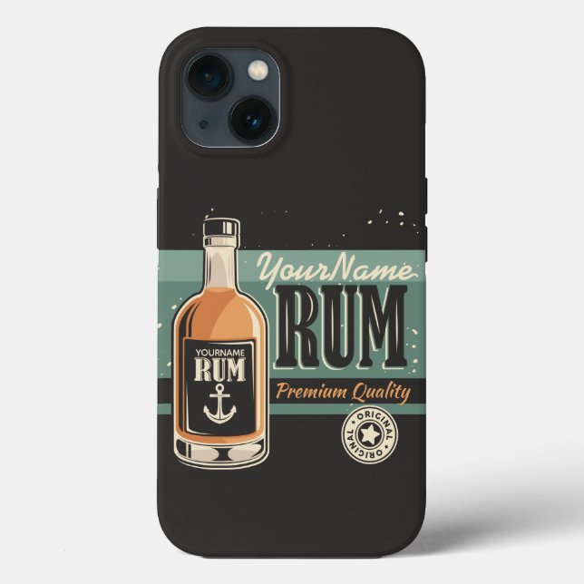 Personalized Sailor Rum Liquor Bottle Retro Sign  Case-Mate iPhone Case (Back)