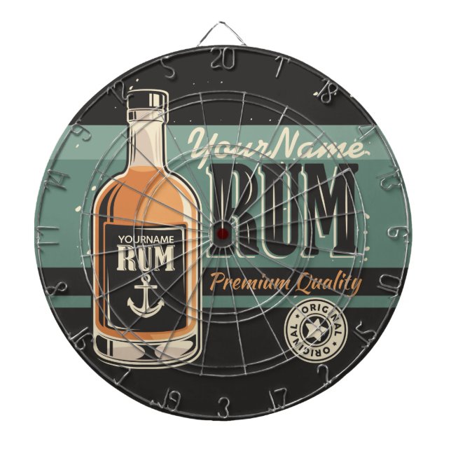 Personalized Sailor Rum Liquor Bottle Retro Sign  Dartboard (Front)
