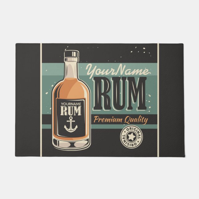 Personalized Sailor Rum Liquor Bottle Retro Sign Doormat (Front)