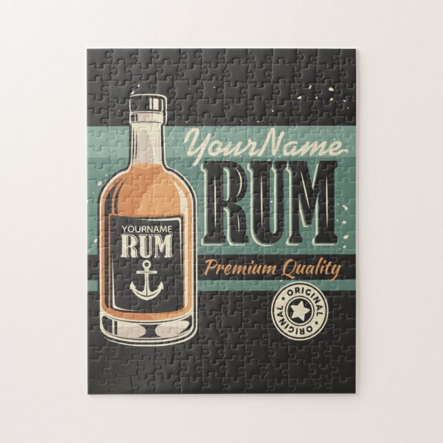 Personalized Sailor Rum Liquor Bottle Retro Sign Jigsaw Puzzle (Vertical)