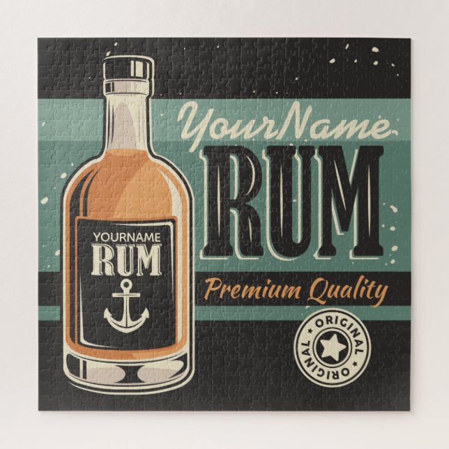 Personalized Sailor Rum Liquor Bottle Retro Sign  Jigsaw Puzzle (Vertical)