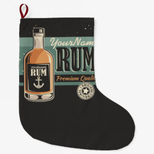 Personalized Sailor Rum Liquor Bottle Retro Sign  Large Christmas Stocking