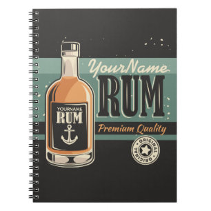 Personalized Sailor Rum Liquor Bottle Retro Sign  Notebook