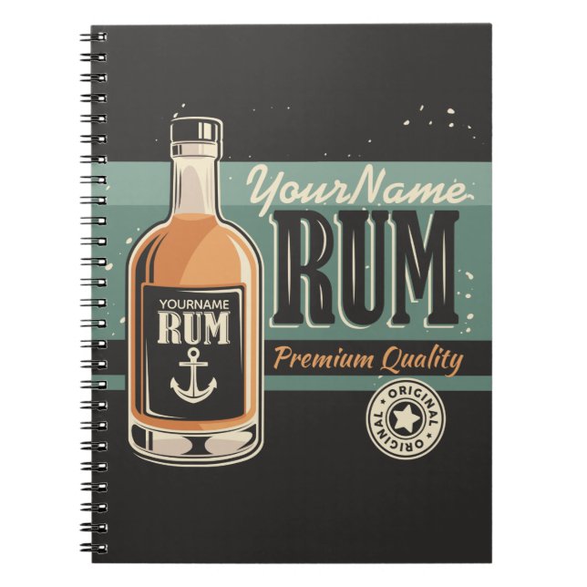 Personalized Sailor Rum Liquor Bottle Retro Sign  Notebook (Front)
