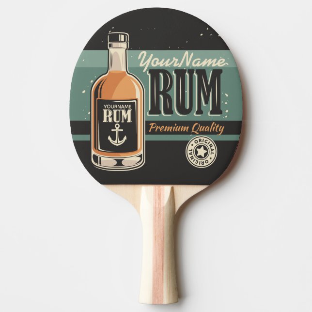 Personalized Sailor Rum Liquor Bottle Retro Sign Ping Pong Paddle (Front)