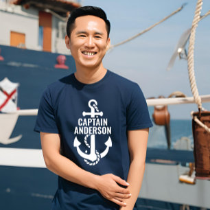 Personalized Sailorman Name Navy Anchor White Text Tri-Blend Shirt