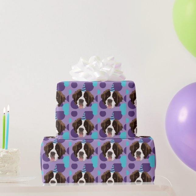 Personalized Saint Bernard Birthday  Wrapping Paper (Party Gifts)