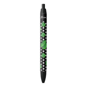Personalized Saint Patricks Day Green Shamrock Black Ink Pen