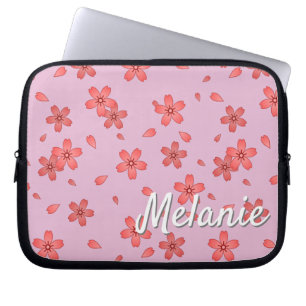 Personalized Sakura Cherry Blossom Blizzard Laptop Sleeve