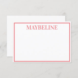 Personalized Salmon and White Flat Notecards