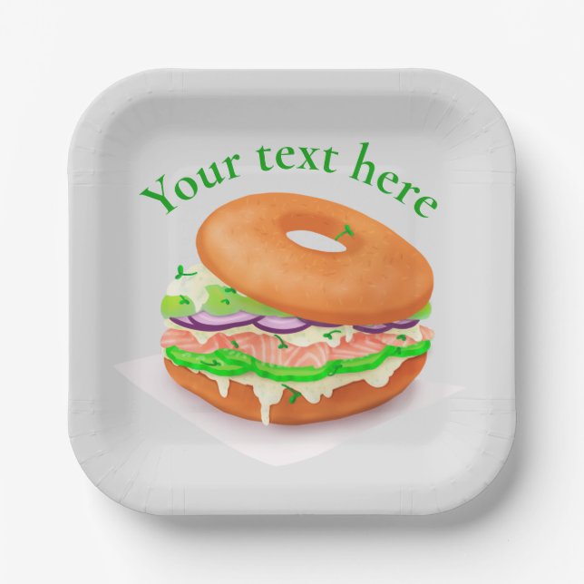 Personalized Salmon Bagel  Paper Plate (Front)
