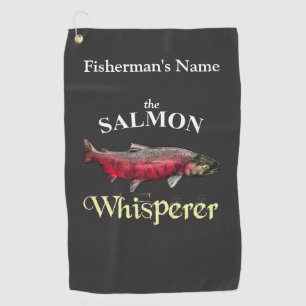 Personalized Salmon Whisperer Dark Fishing Towel