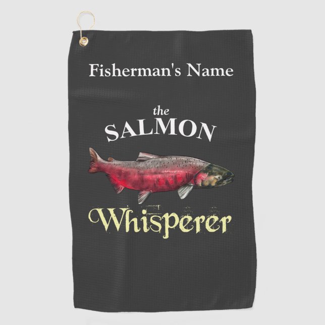 Personalized Salmon Whisperer Dark Fishing Towel (Front)