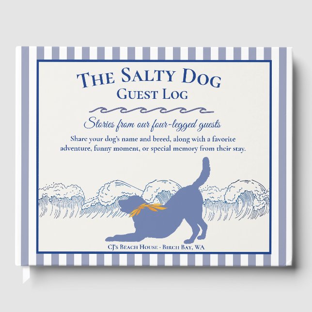 Personalized Salty Dog Beach House Guest Log Book (Front)