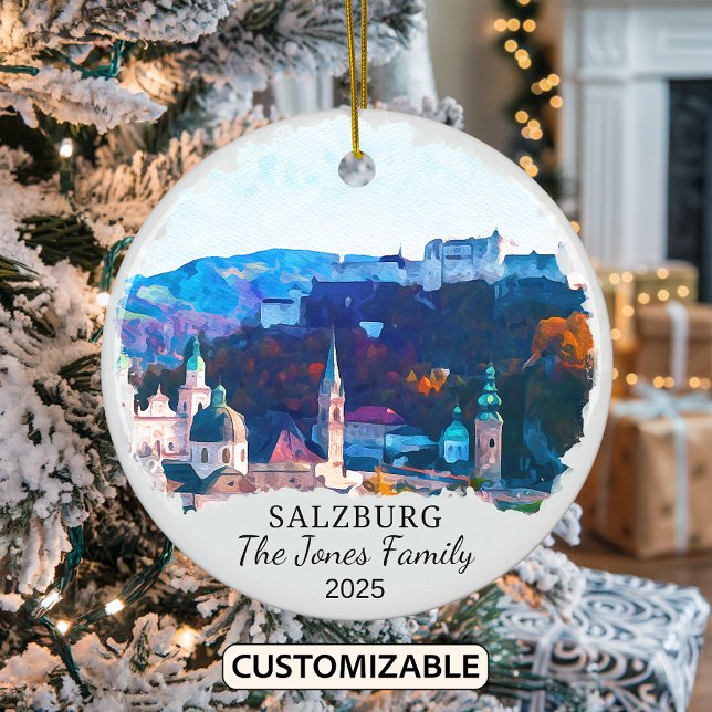 Personalized Salzburg Ornament, Austria Gift Ceramic Ornament (Creator Uploaded)