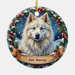 Personalized Samoyed Christmas Ceramic Ornament