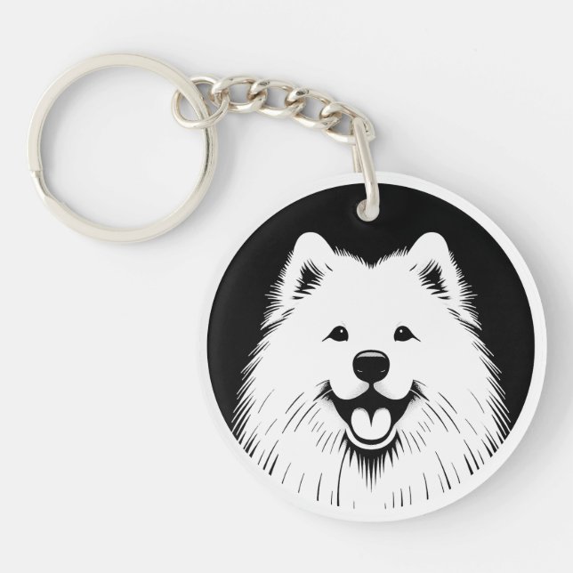 Personalized Samoyed Pop Art Super Cute Keychain (Front)