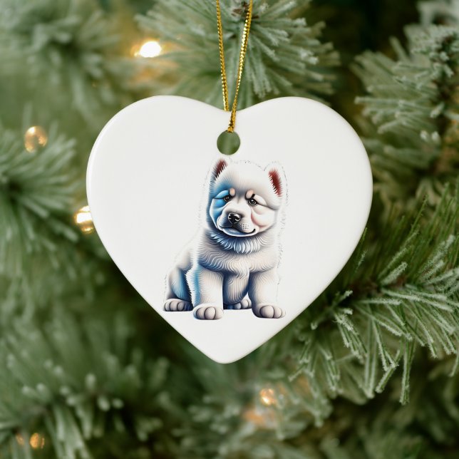 Personalized Samoyed Puppy Ceramic Ornament (Tree)