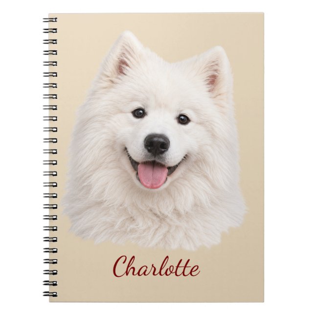 Personalized Samoyed with Custom Name Notebook (Front)