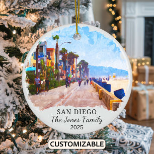 Personalized San Diego Ornament, California State Ceramic Ornament
