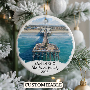 Personalized San Diego Ornament, Custom California Ceramic Ornament