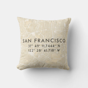 Personalized San Francisco Map   Beige Throw Pillow