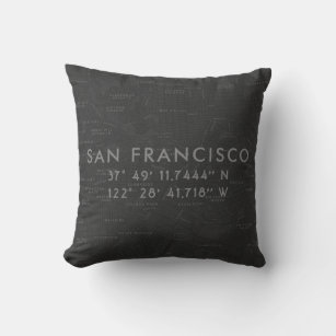 Personalized San Francisco Map   Charcoal Grey Throw Pillow