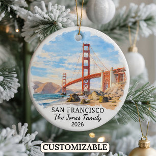 Personalized San Francisco Ornament, California Ceramic Ornament