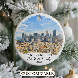 Personalized San Francisco Ornament, California Ceramic Ornament