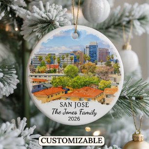 Personalized San Jose Ornament, Custom California Ceramic Ornament