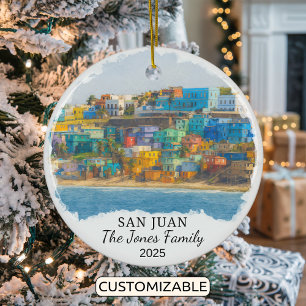 Personalized San Juan Ornament, Puerto Rico Ceramic Ornament