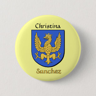 Personalized Sanchez Historical Shield 2 Inch Round Button