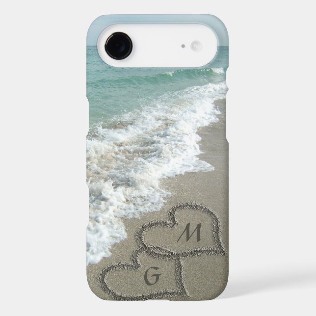 Personalized Sand Hearts on the Beach Case-Mate iPhone Case (Back)