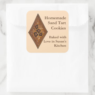 Personalized Sand Tart Christmas Cookie PA Dutch Square Sticker